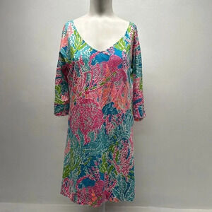 Lilly Pulitzer Eliza Dress Mini Let's Cha Cha 3/4 Sleeve Lightweight Size Medium